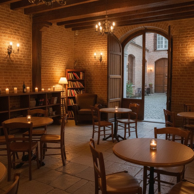 Une salle de bistrot prête pour une soirée